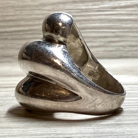 Vintage Designer (ND) Heavy Sterling Silver Triple Sculpted Dome Ring, Size 8 - Picture 2 of 10